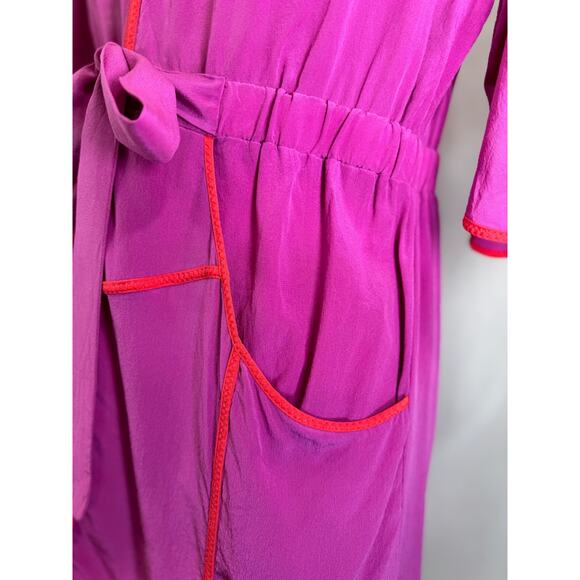 BCBG Max Azria Mandy Fuchsia Silk Shirt Dress with Pockets - Size XS - Picture 8 of 14